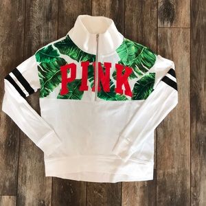 PINK half zip lightweight fleece pullover